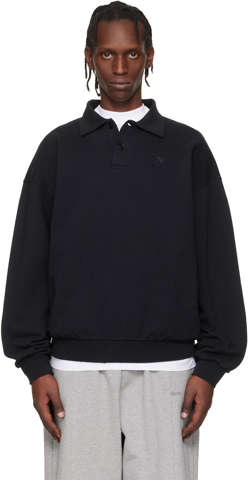 Black Distressed Logo Polo by VETEMENTS