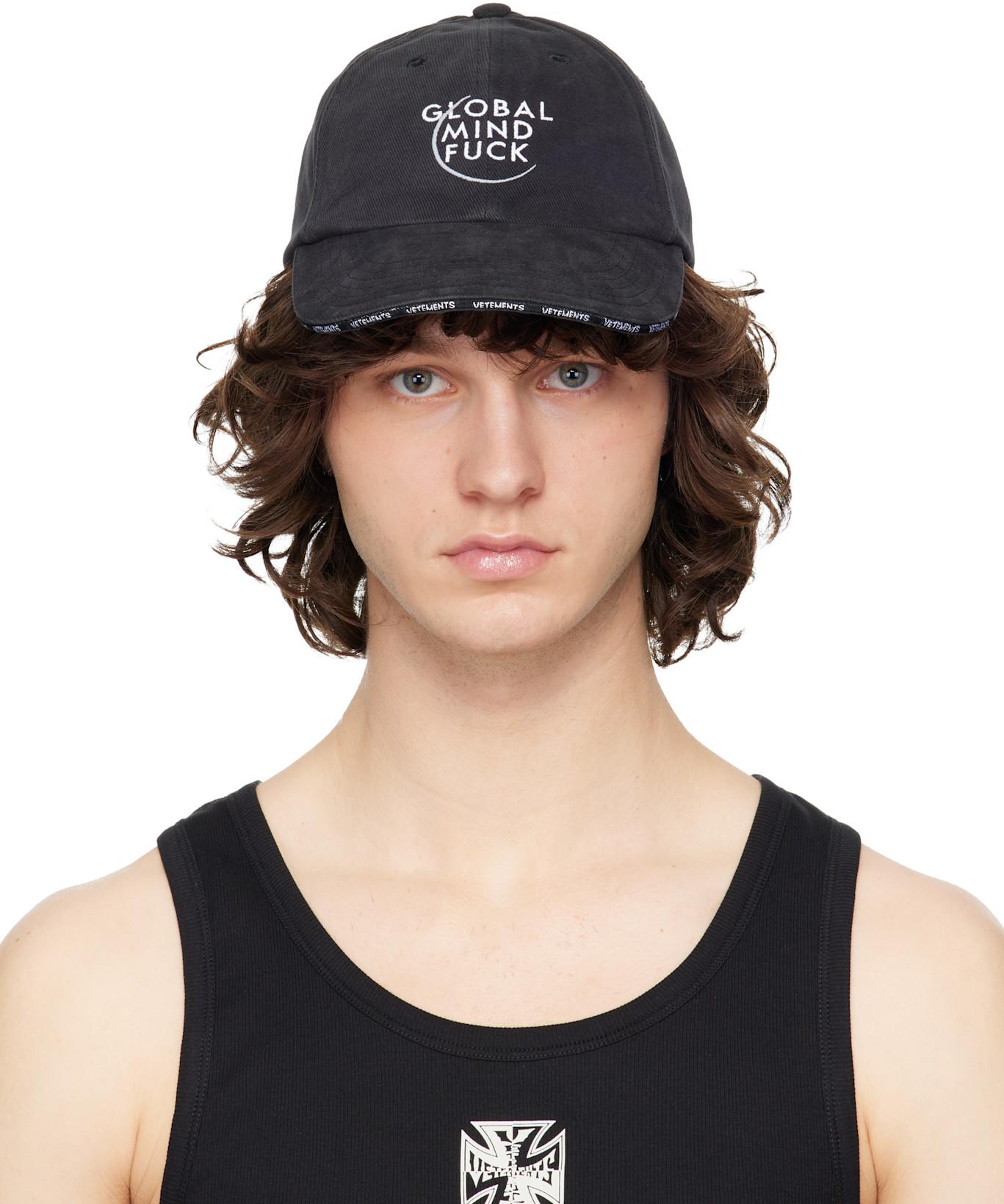 Black 'Global MF' Cap by VETEMENTS