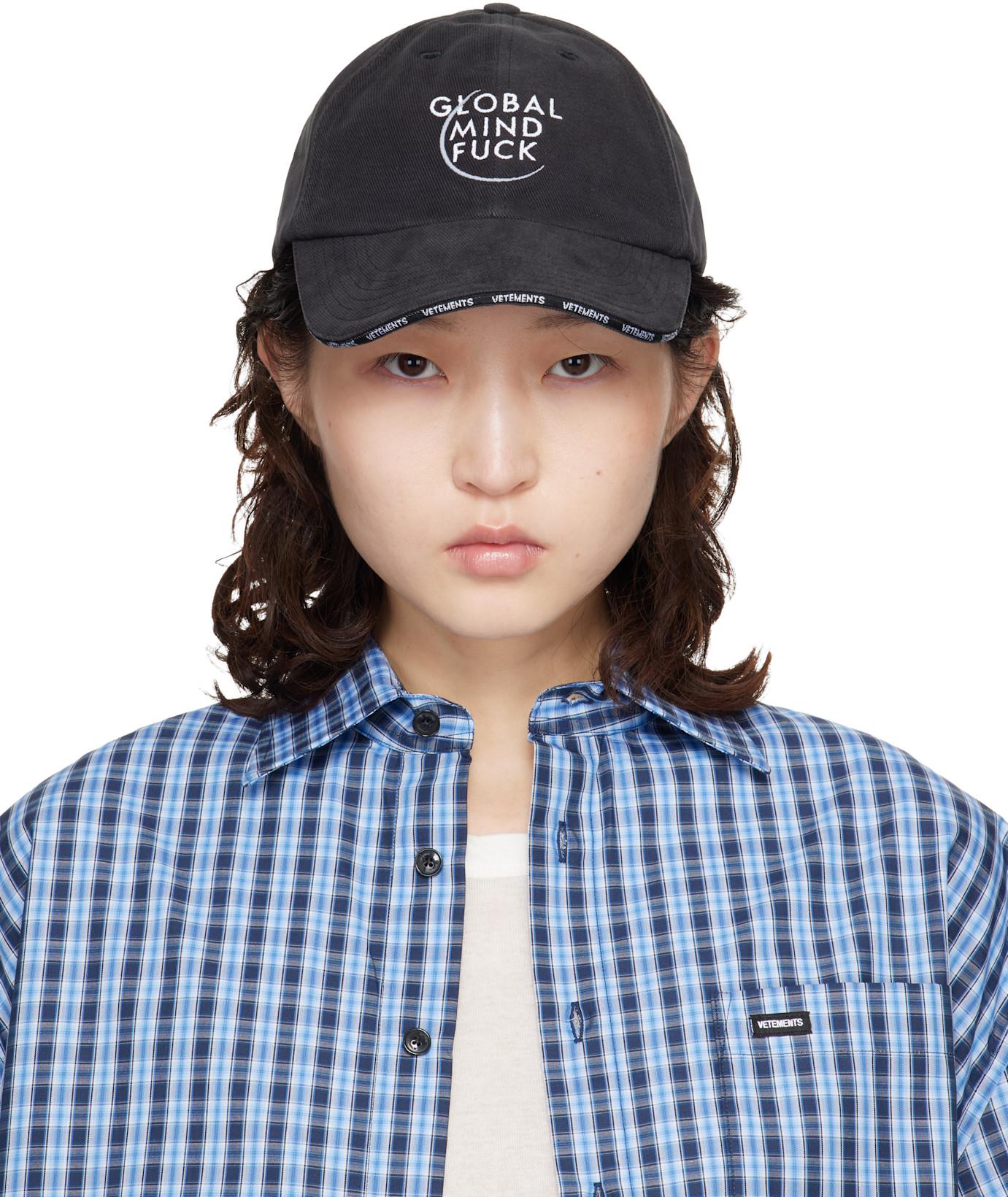 Black 'Global MF' Cap by VETEMENTS