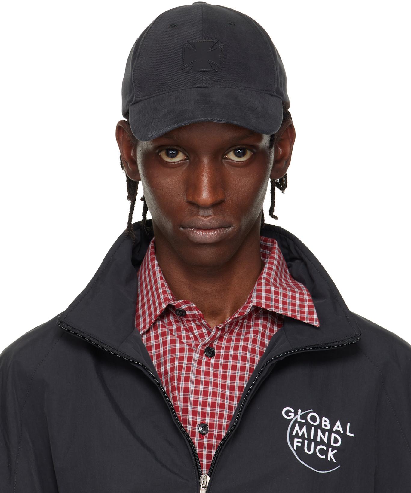 Black Leather Biker Cross Cap by VETEMENTS