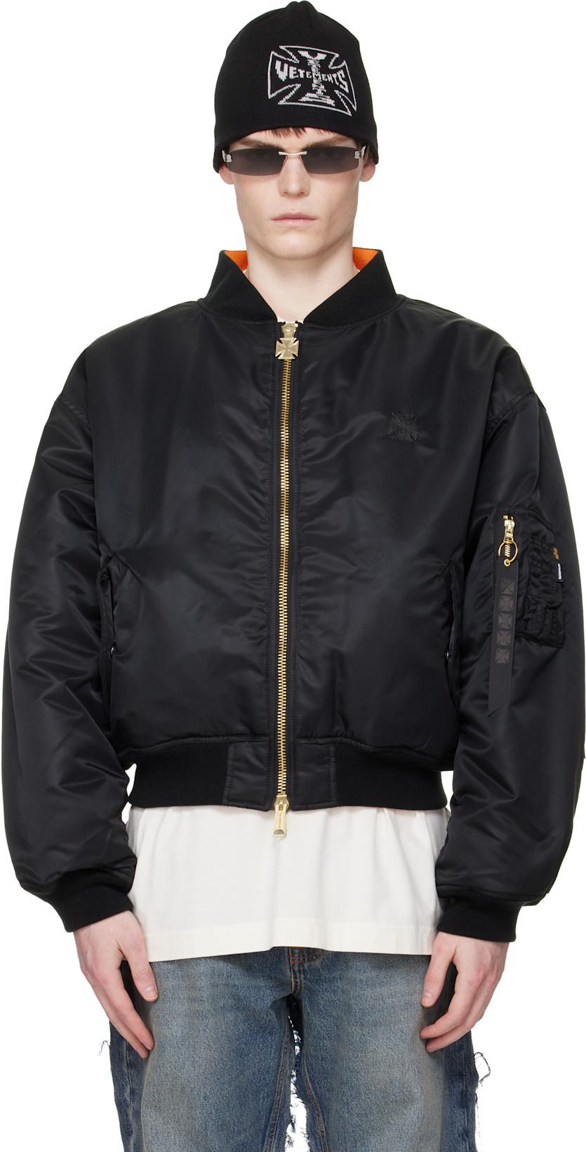 Black Leather Crosses Bomber Jacket by VETEMENTS