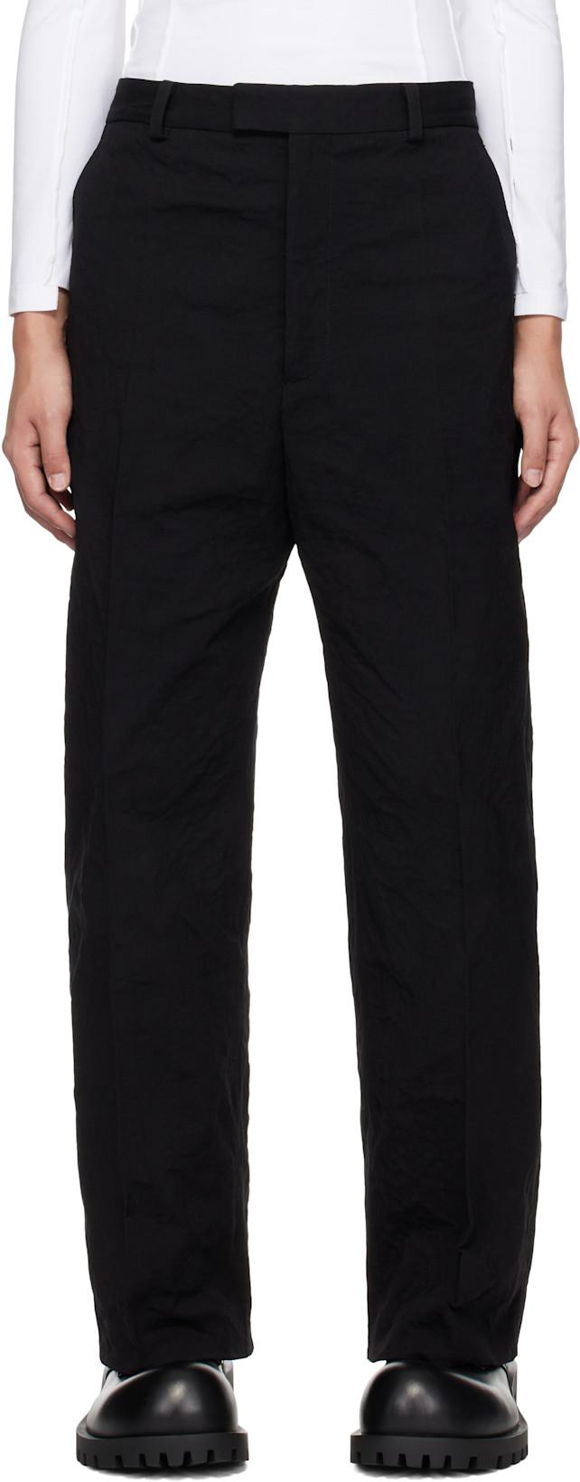 Black Metalized Wrinkled Tailored Trousers by VETEMENTS