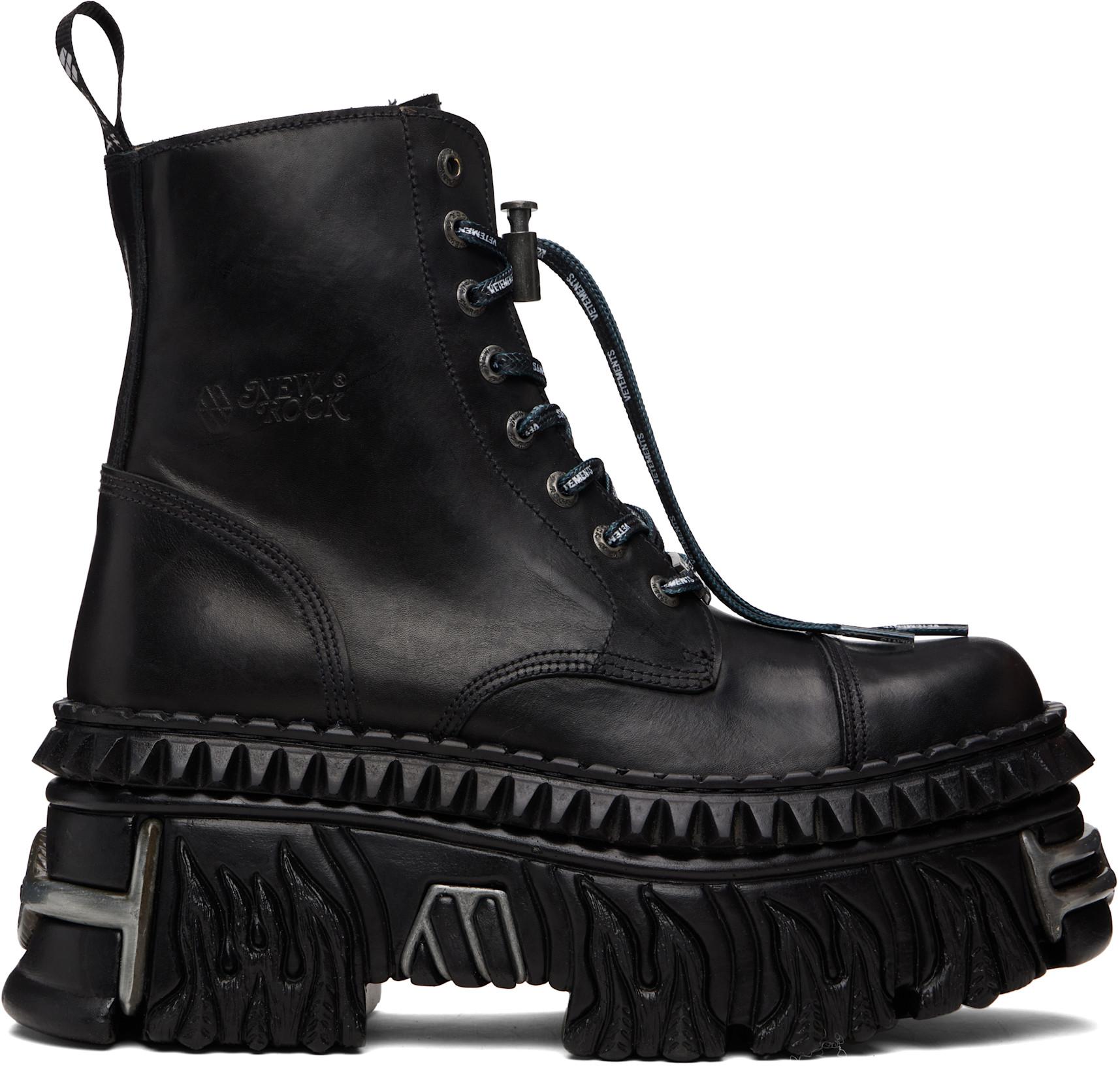 Black New Rock Edition Combat Boots by VETEMENTS