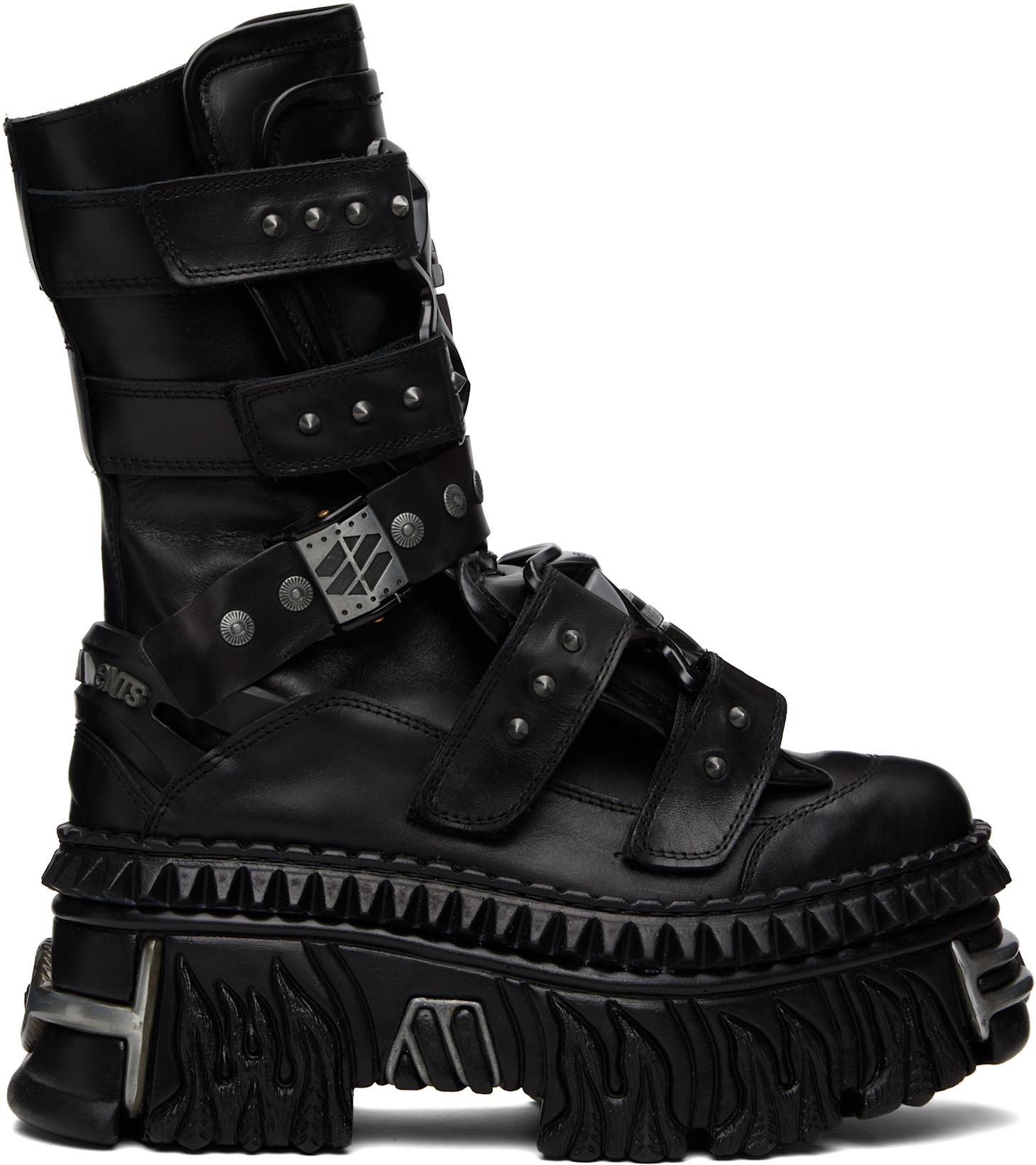 Black New Rock Edition Gamer Boots by VETEMENTS