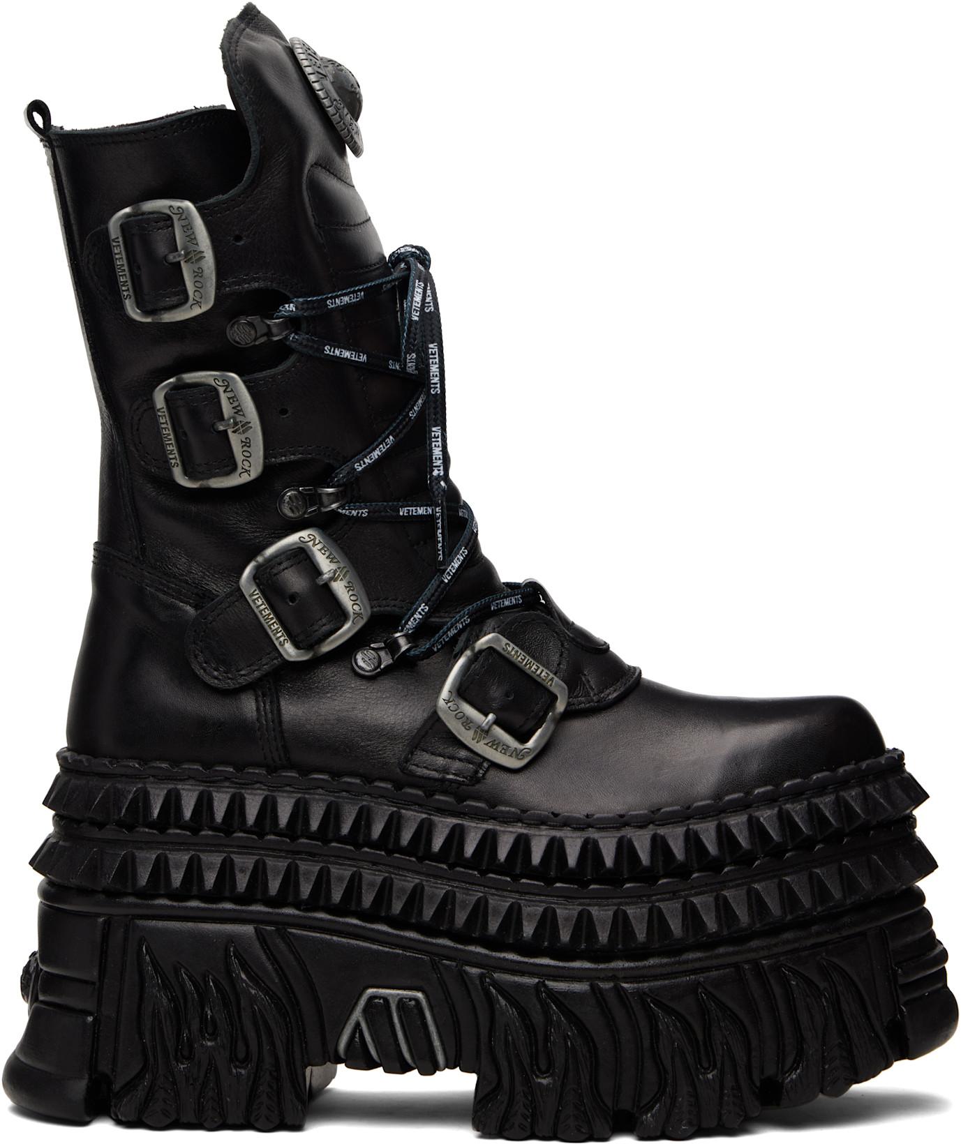 Black New Rock Edition Lace Up Boots by VETEMENTS