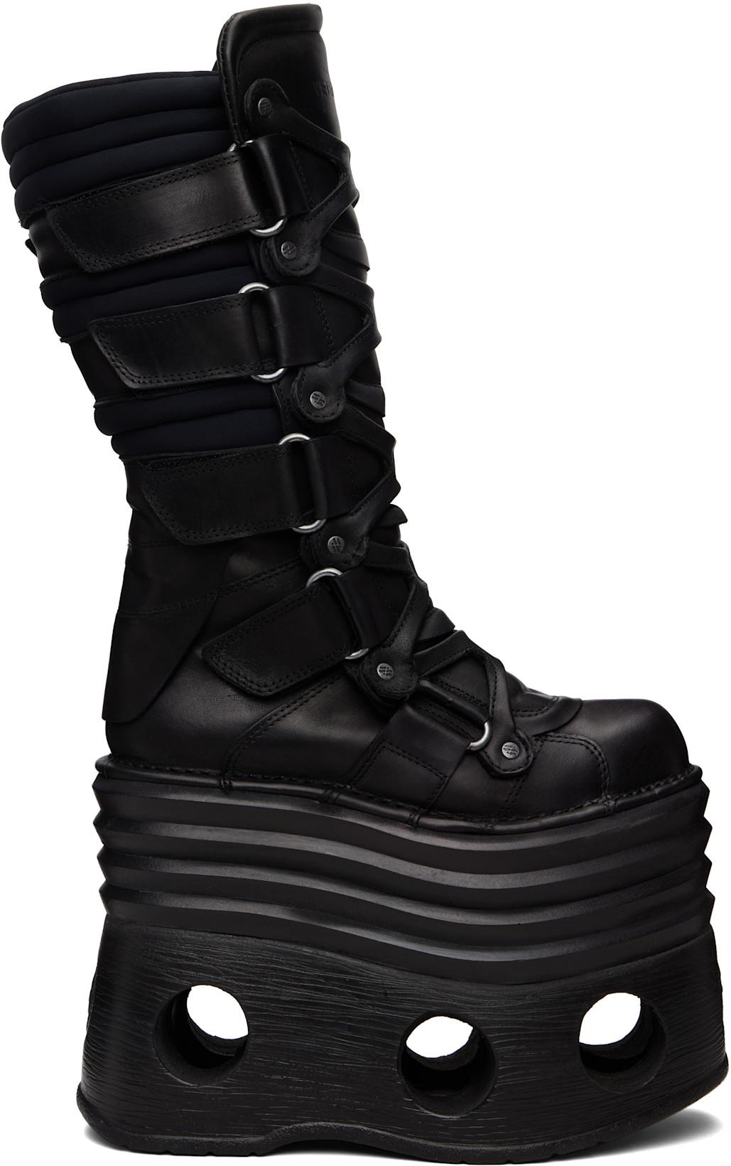 Black New Rock Edition Platform Tower Boots by VETEMENTS
