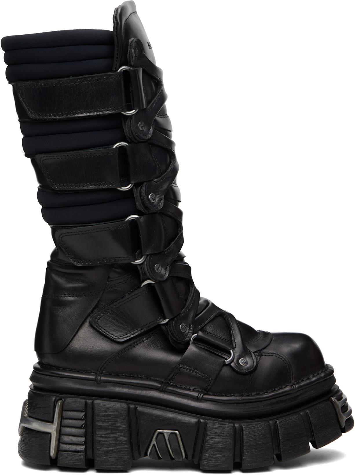Black New Rock Edition Tower Boots by VETEMENTS
