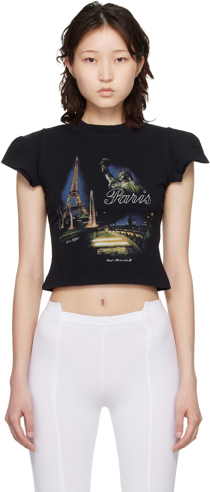 Black 'Paris' Tourist Front Sleeve Baby T-shirt by VETEMENTS