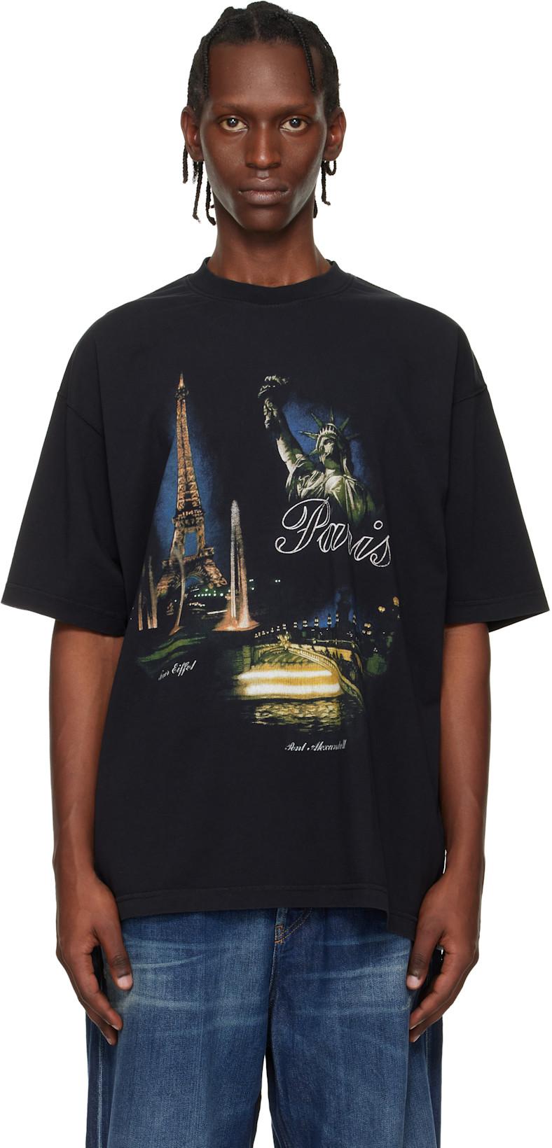 Black 'Paris' Tourist T-shirt by VETEMENTS