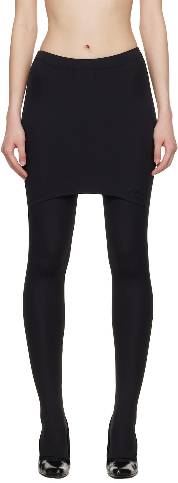 Black Push-Up Front Skirt Tights by VETEMENTS