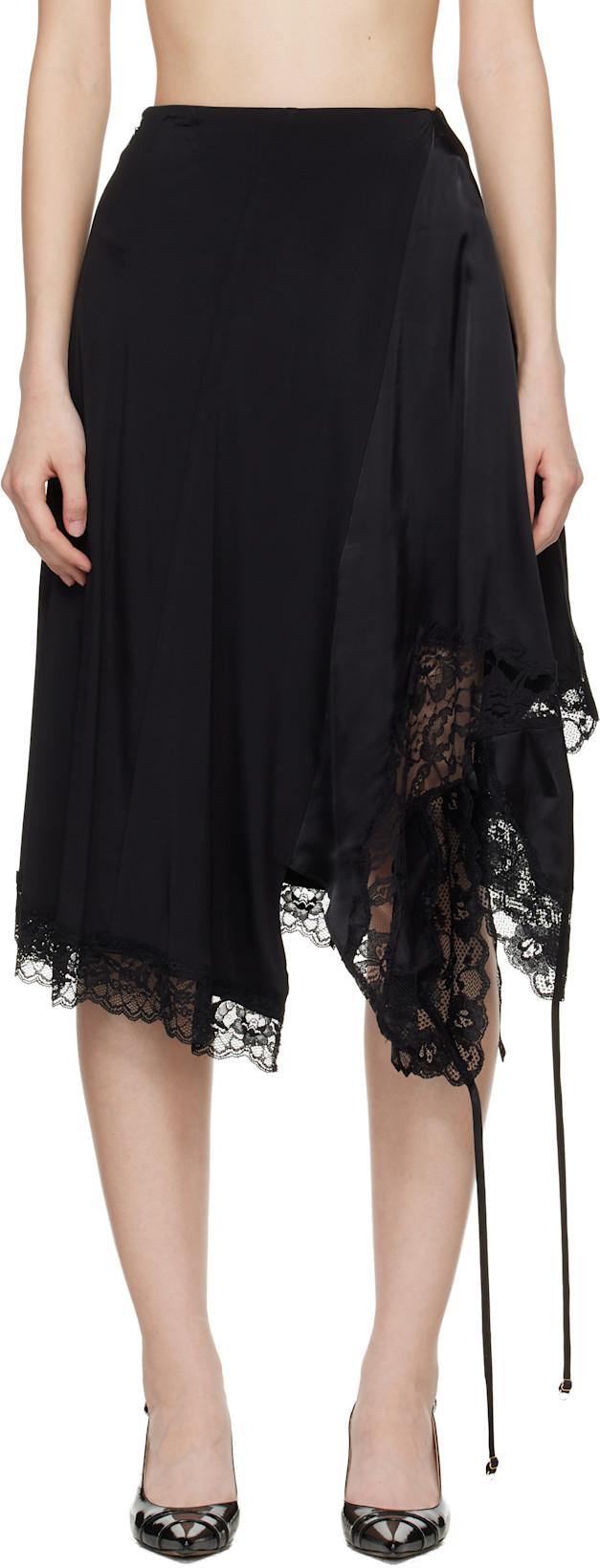Black Reworked Lingerie Midi Skirt by VETEMENTS