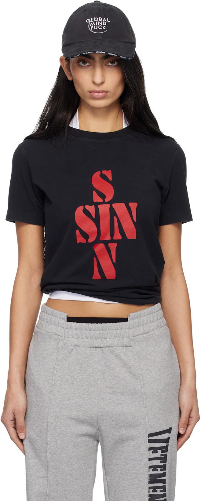 Black Sins Fitted T-shirt by VETEMENTS