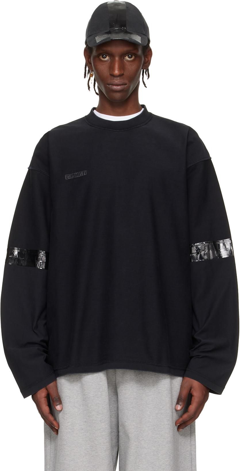 Black Taped Reconstructed Longsleeve T-shirt by VETEMENTS