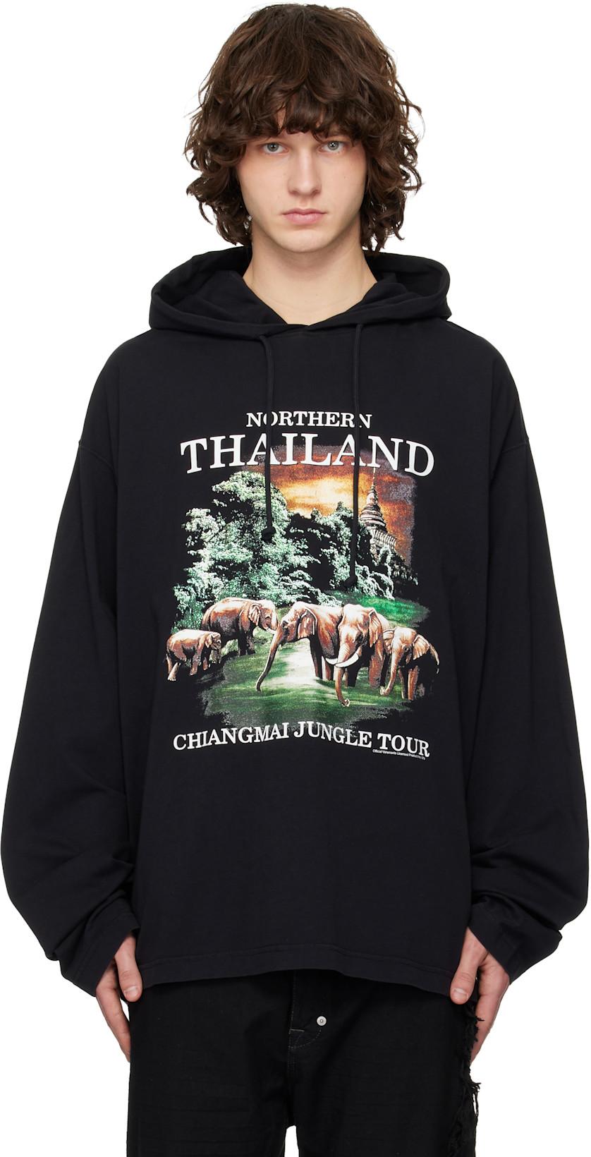 Black 'Thailand' Tourist Light Hoodie by VETEMENTS
