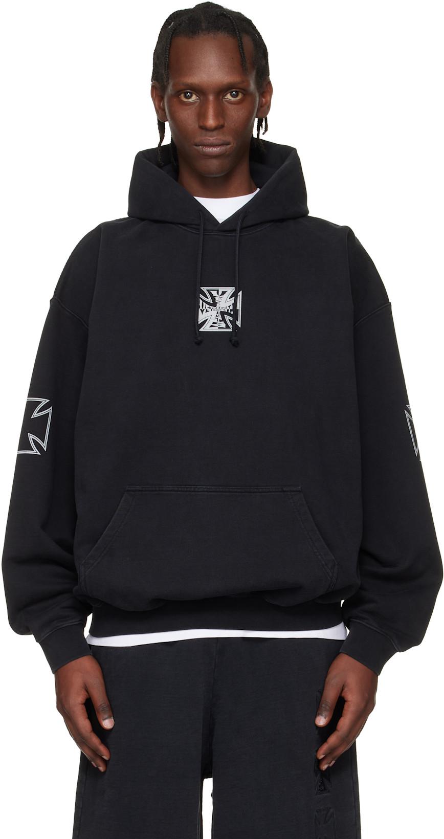 Black Triple Biker Cross Logo Hoodie by VETEMENTS