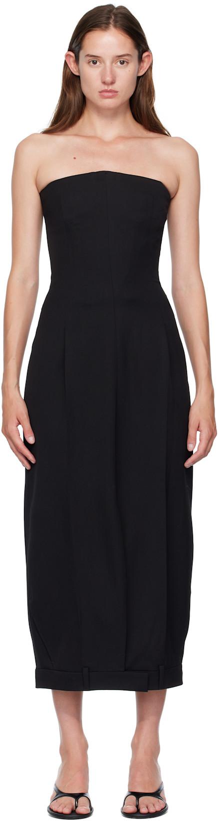 Black Upside-Down Tailored Pantadress Maxi Dress by VETEMENTS