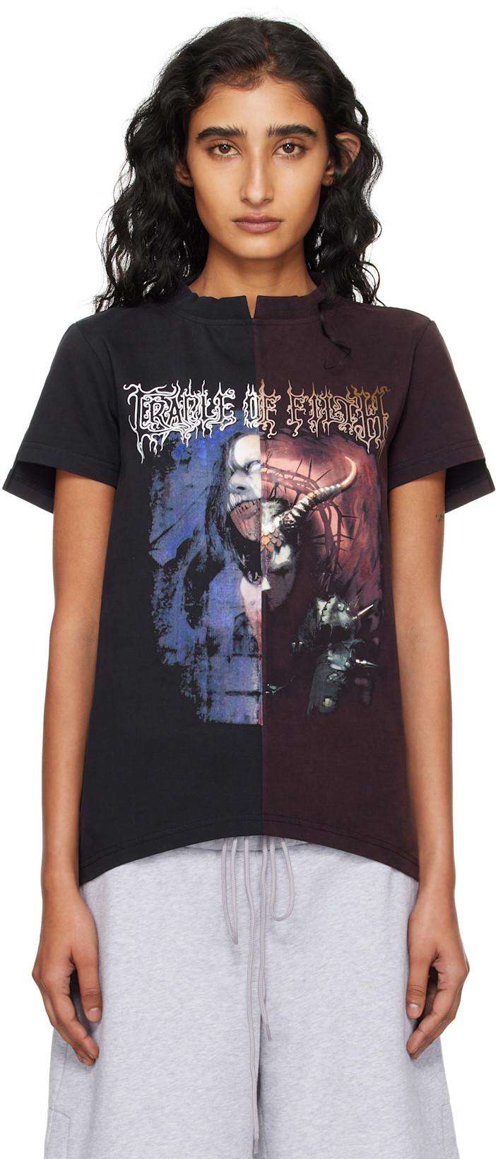 Black & Burgundy Cradle of Filth Cut-Up Fitted T-shirt by VETEMENTS