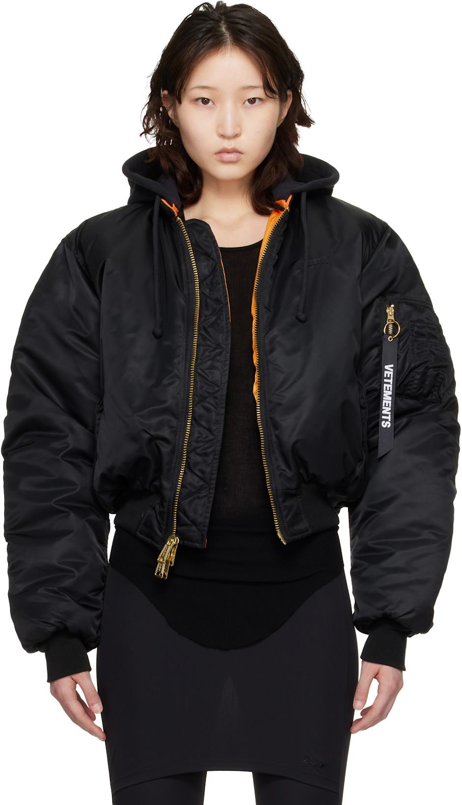Black & Orange Alpha Industries Edition Fitted Reversible Bomber Jacket by VETEMENTS