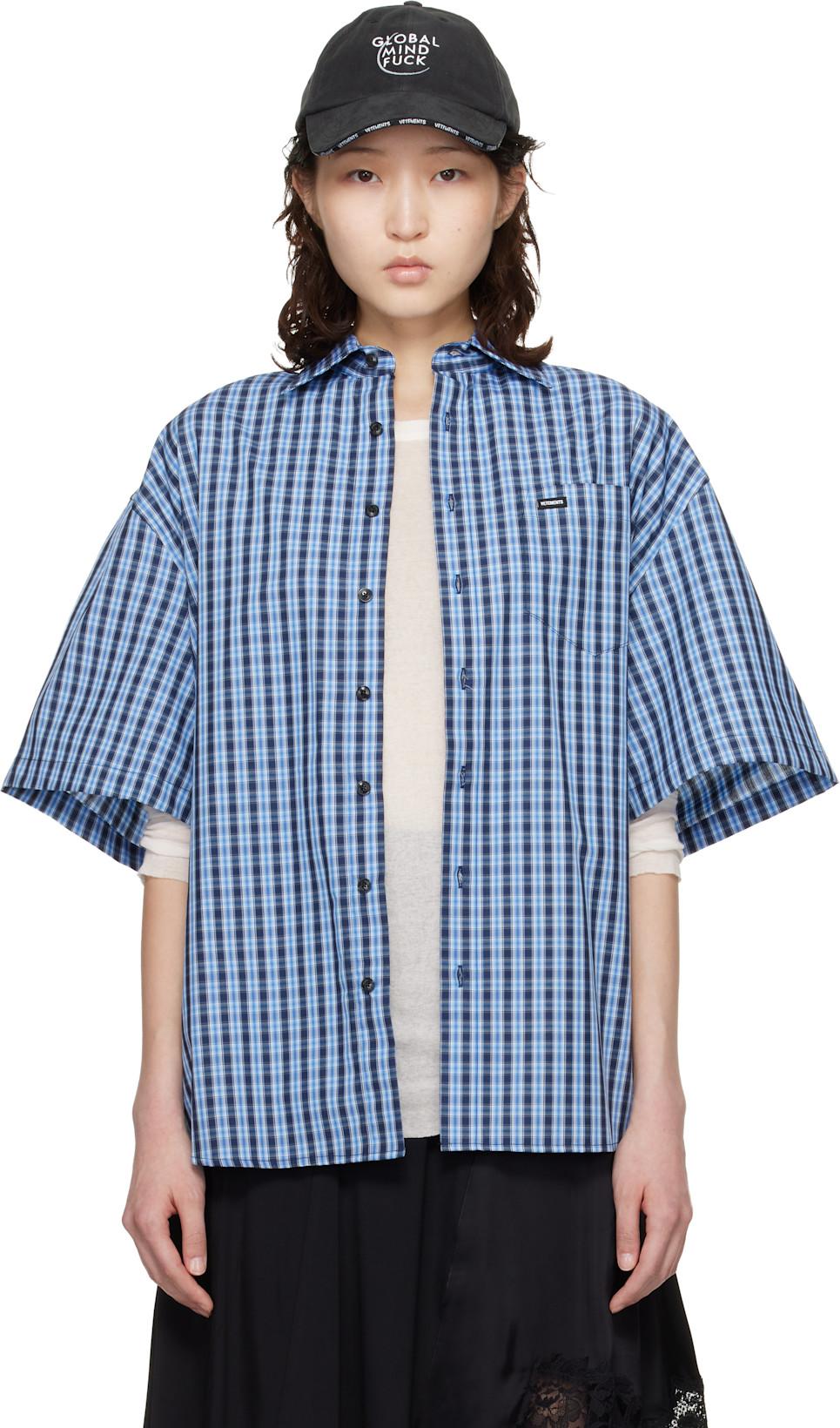 Blue Short Sleeve Shirt by VETEMENTS