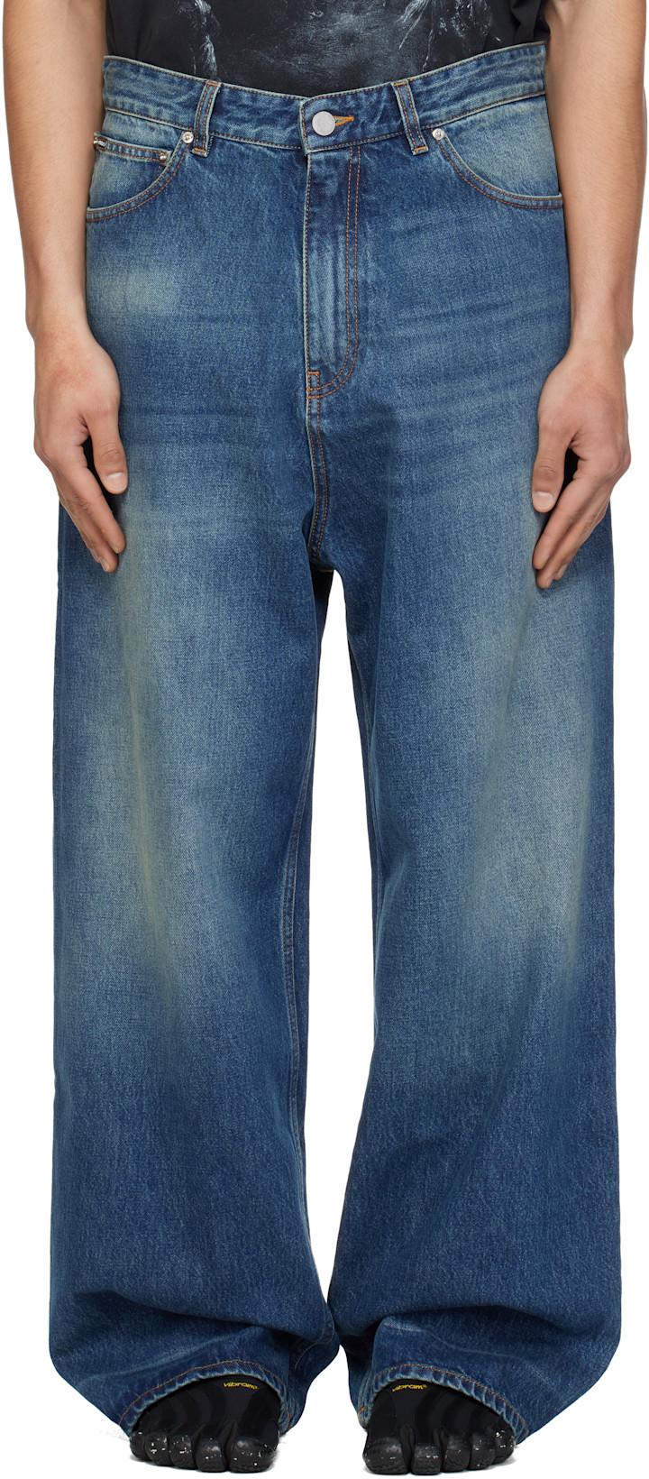Blue Washed Baggy Jeans by VETEMENTS