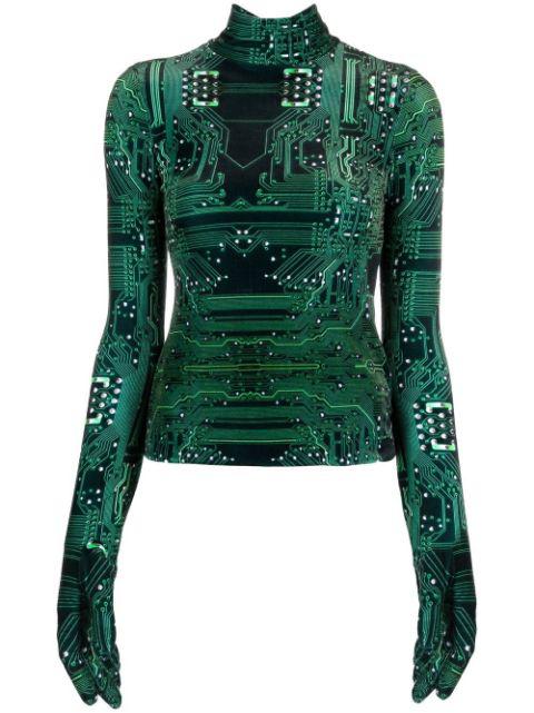 Cyber print gloved sleeve top by VETEMENTS