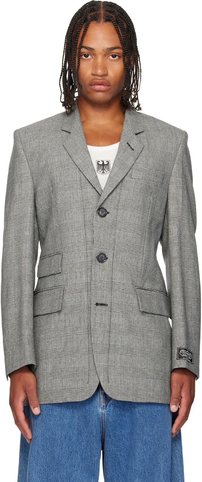 Gray Fitted Zip Tailored Blazer by VETEMENTS