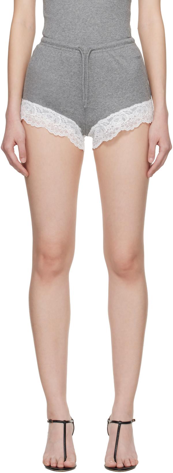Gray Lace Mini Shorts by VETEMENTS