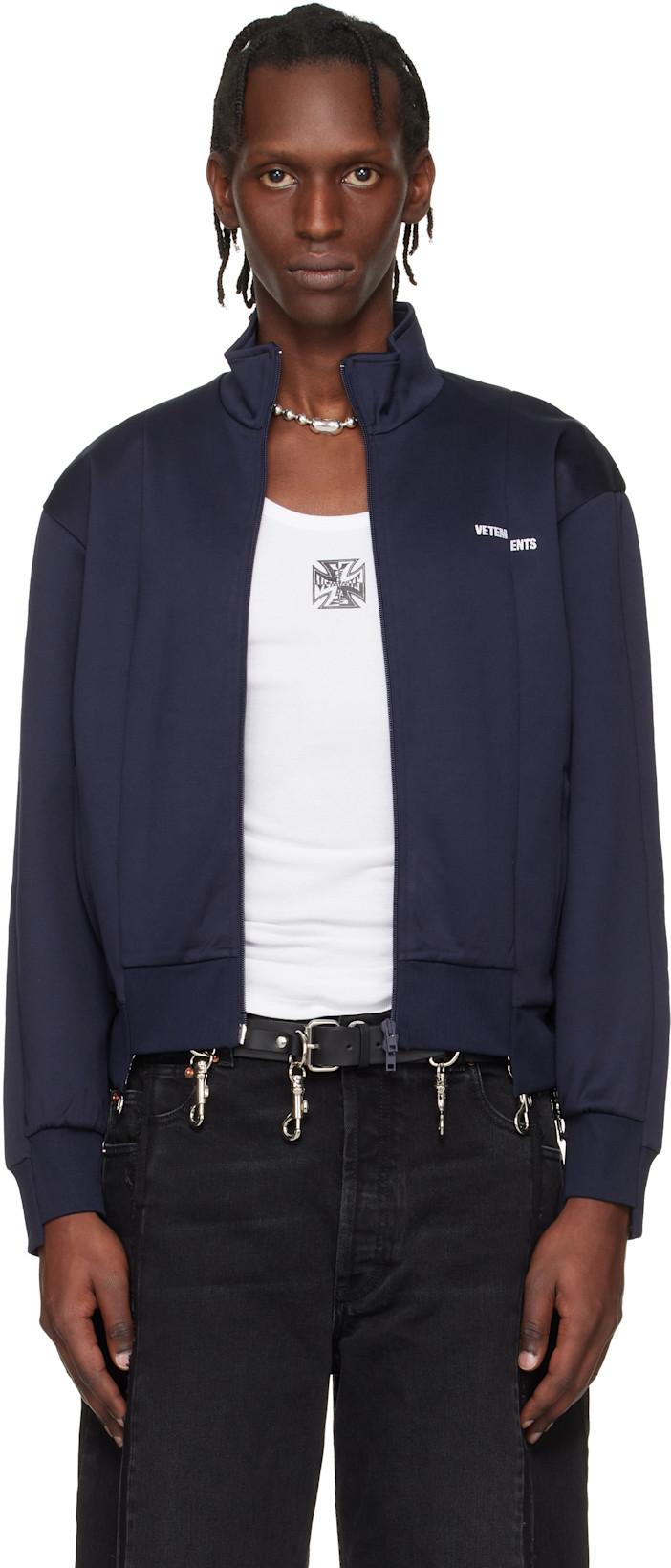 Navy Cut-Up Athletic Zip-Up Track Jacket by VETEMENTS