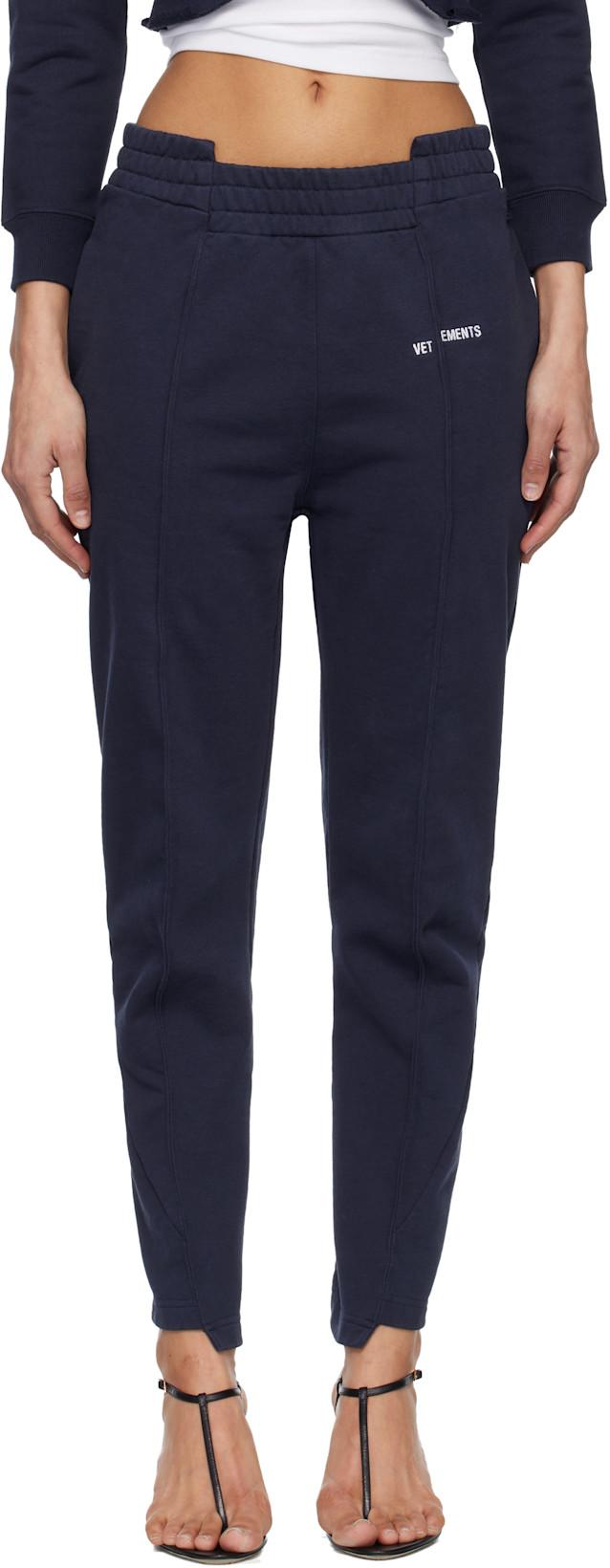 Navy Cut Up Sweatpants by VETEMENTS