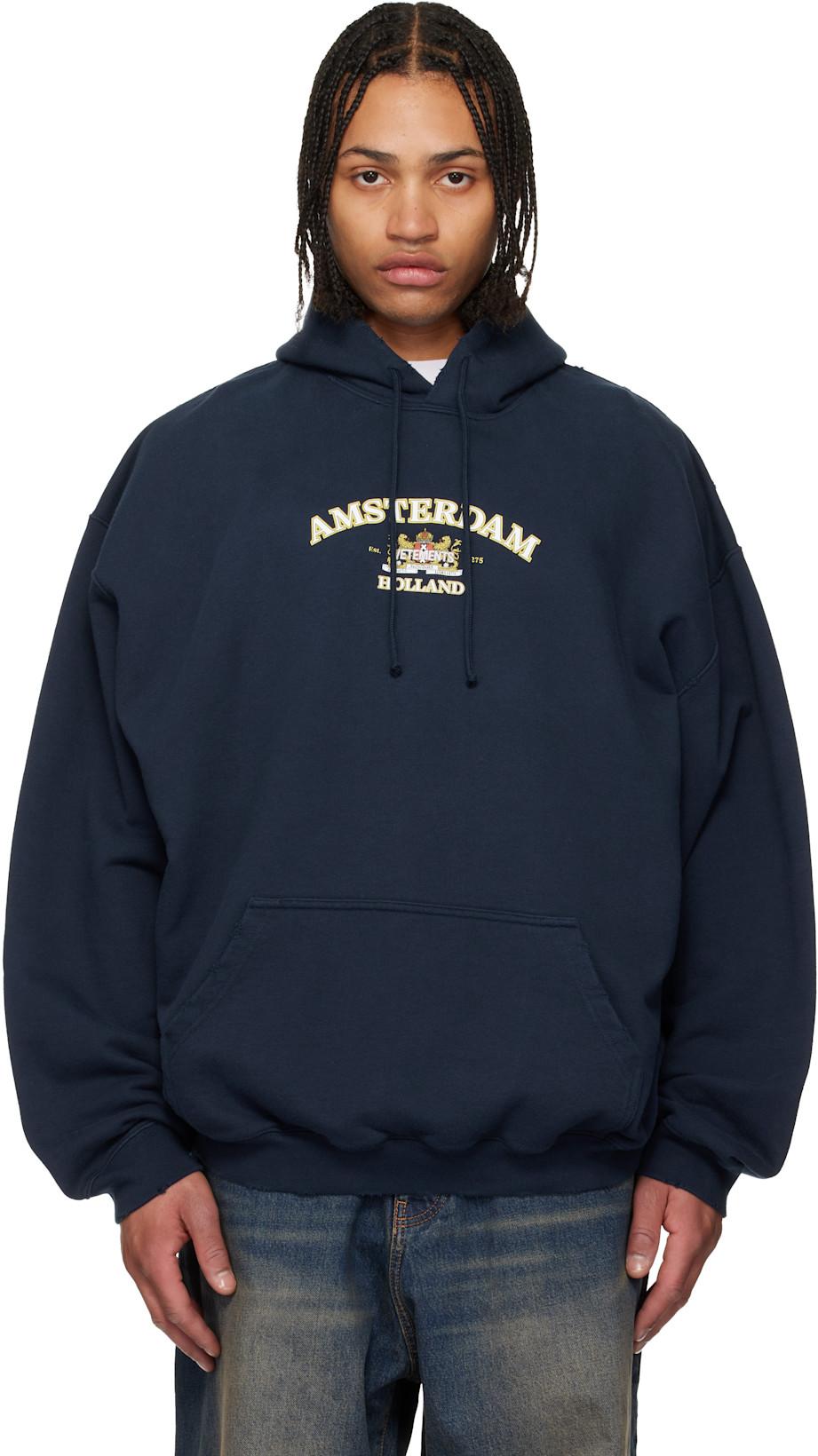 Navy Holland Tourist Hoodie by VETEMENTS