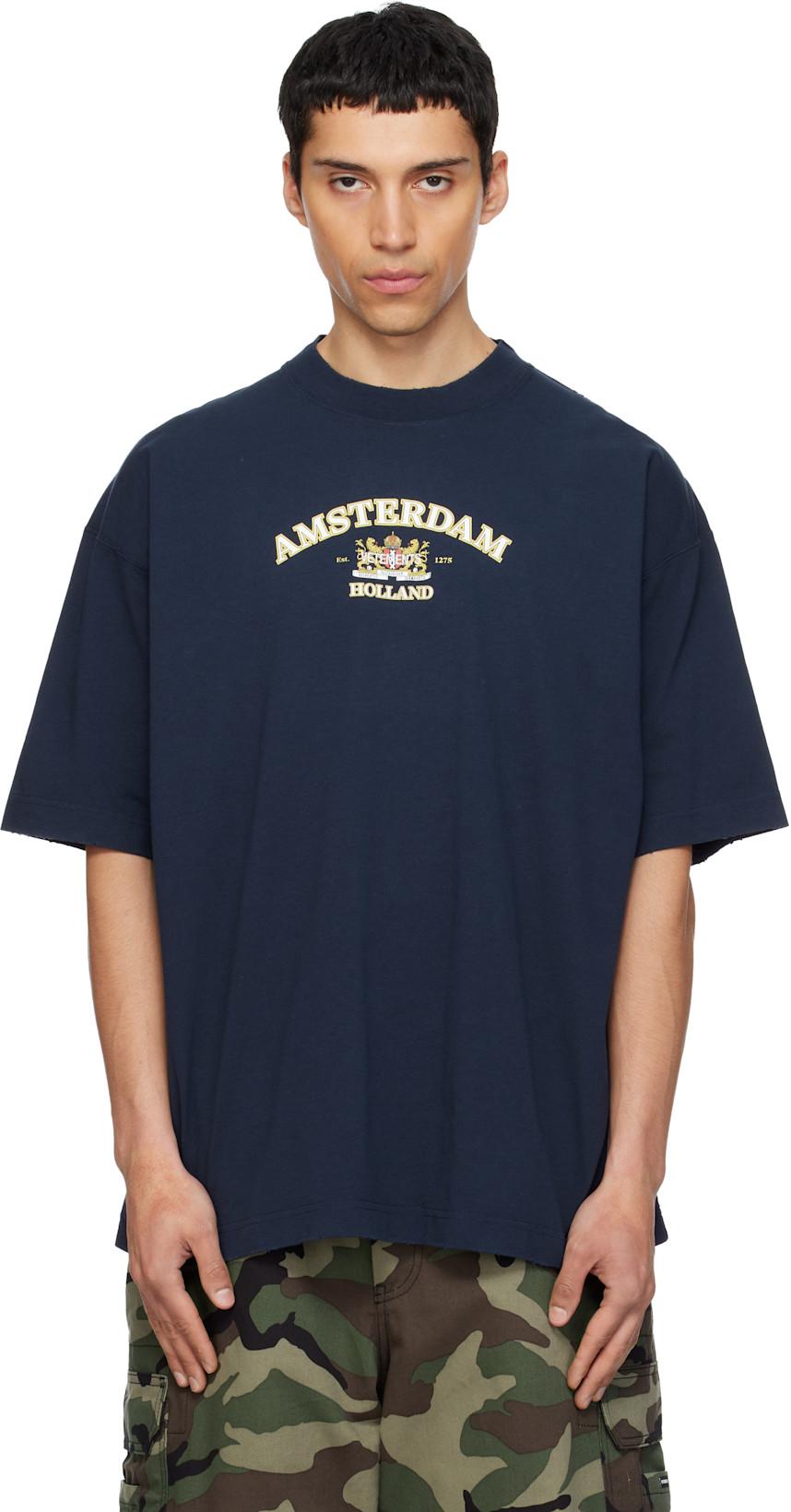 Navy Holland Tourist T-shirt by VETEMENTS