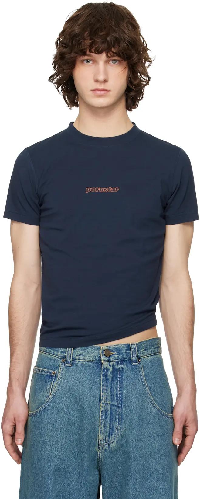 Navy 'Pornstar' Fitted T-shirt by VETEMENTS