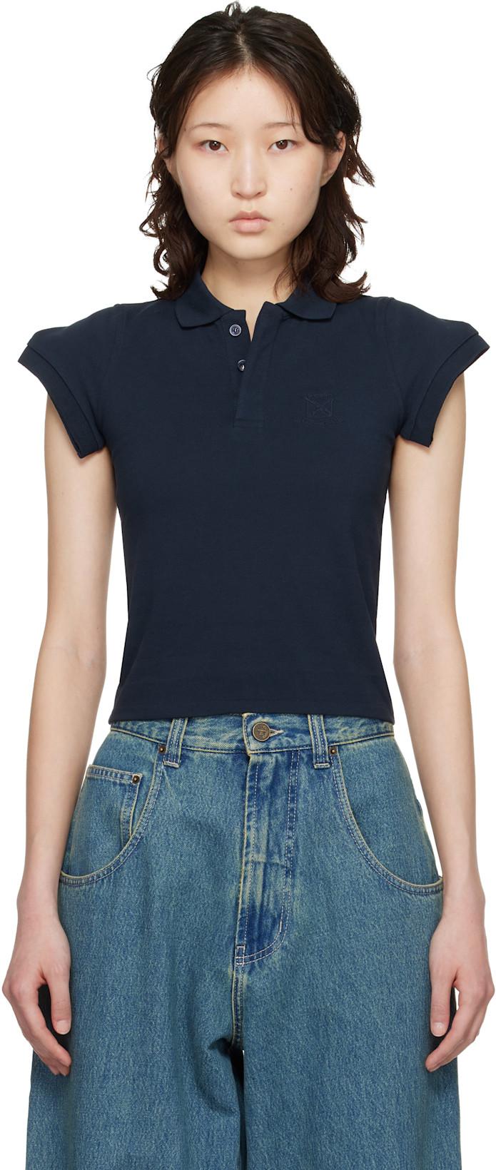 Navy Sleeves To Front Polo by VETEMENTS