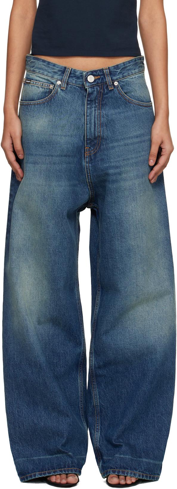 Navy Washed Baggy Jeans by VETEMENTS