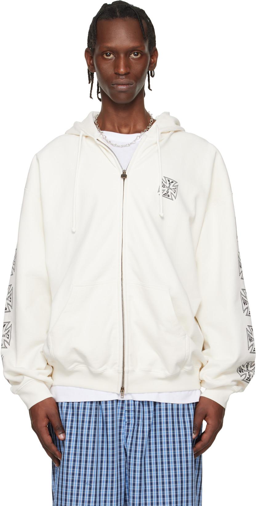 Off-White Biker Cross Sleeves Zip-Up Hoodie by VETEMENTS