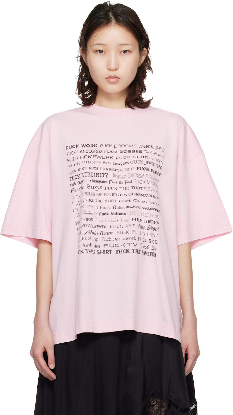 Pink Fuck Everything T-Shirt by VETEMENTS