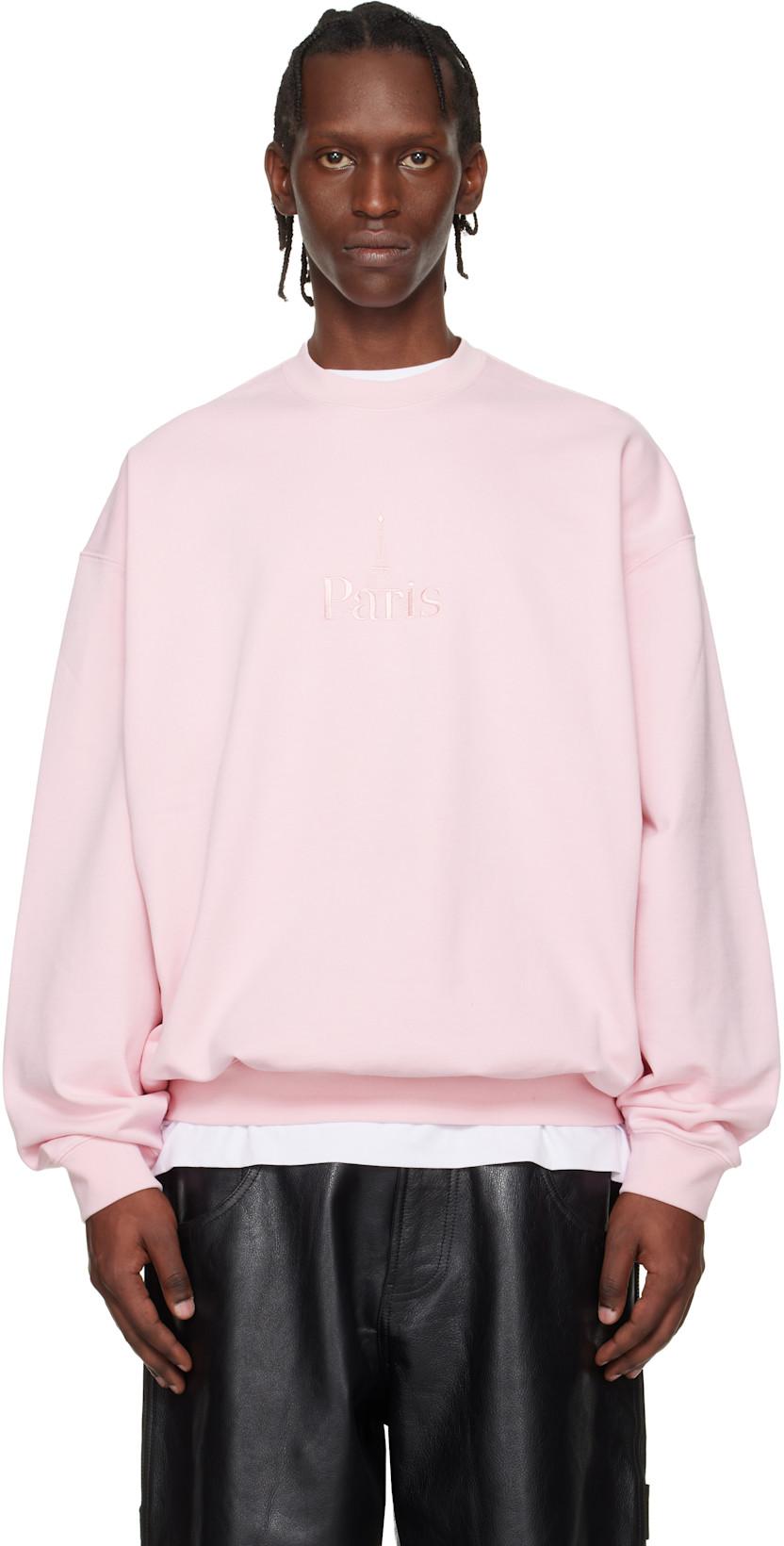 Pink 'Paris' Embroidered Sweatshirt by VETEMENTS