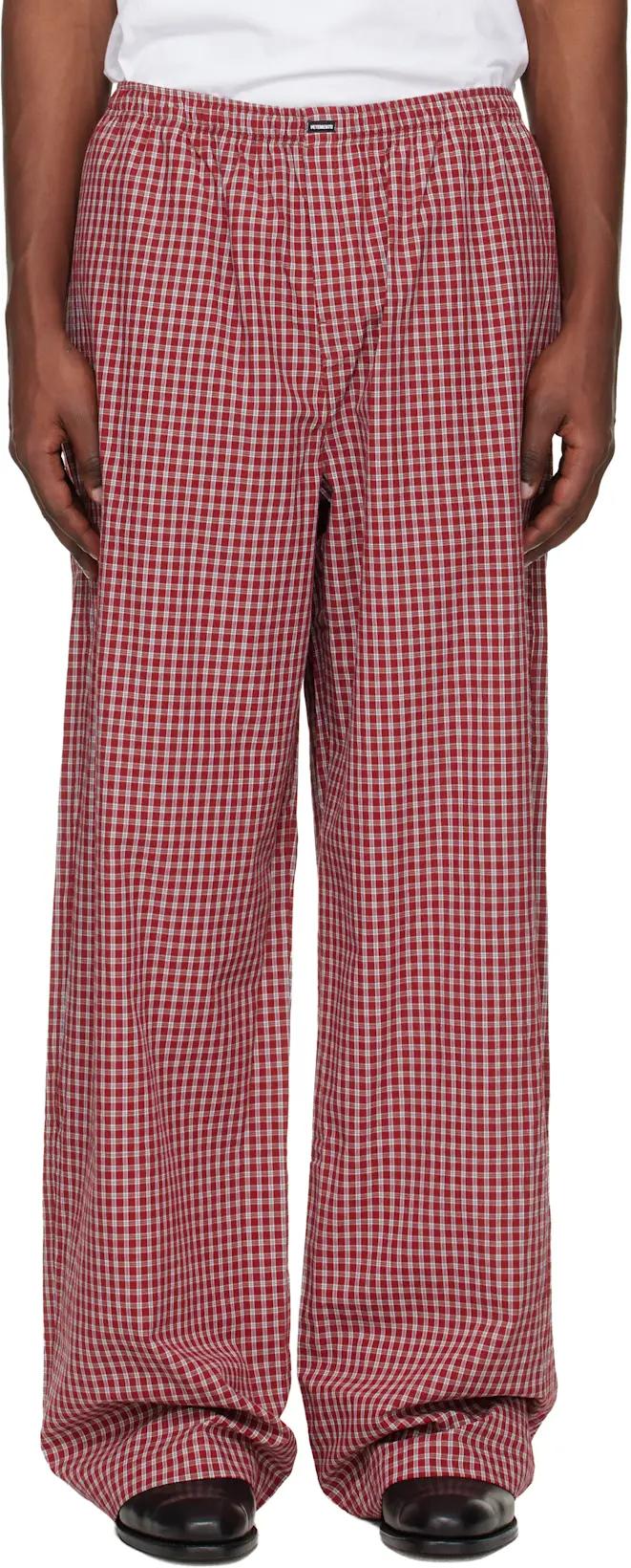 Red Check Pyjama Pants by VETEMENTS
