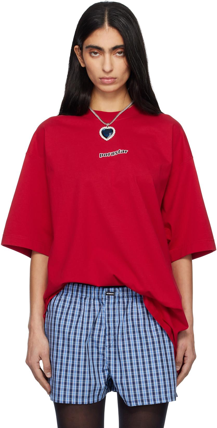 Red 'Pornstar' T-shirt by VETEMENTS