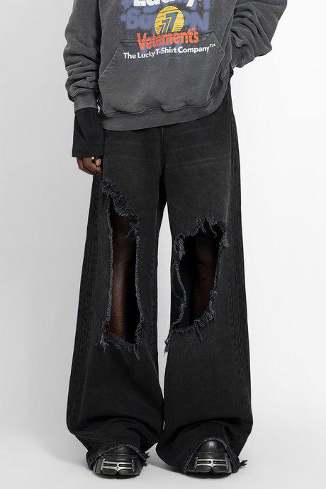 Vetements Men'S Black Big Shape Destroyed Jeans by VETEMENTS