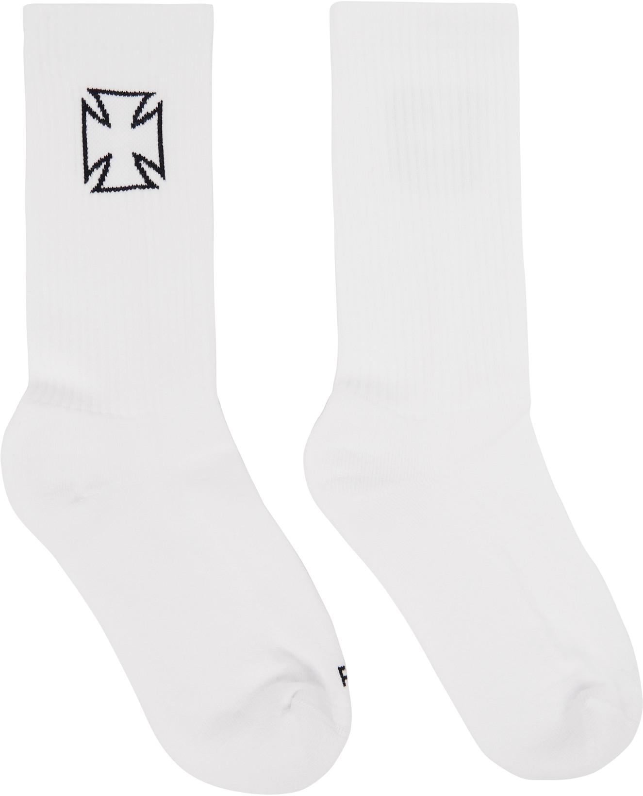 White Biker Cross Socks by VETEMENTS