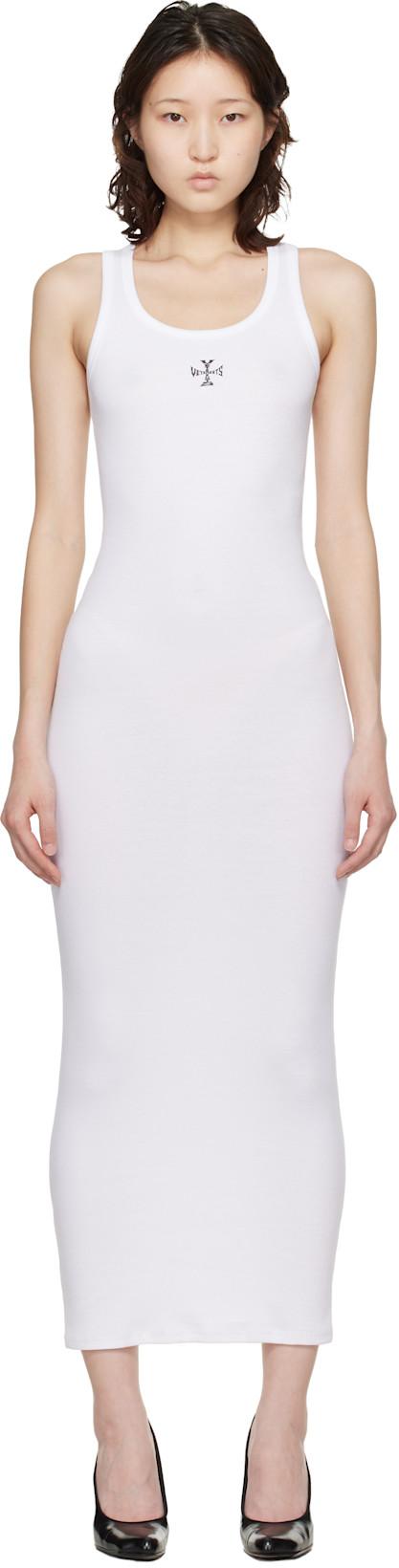 White Cross Logo Tank Top Midi Dress by VETEMENTS