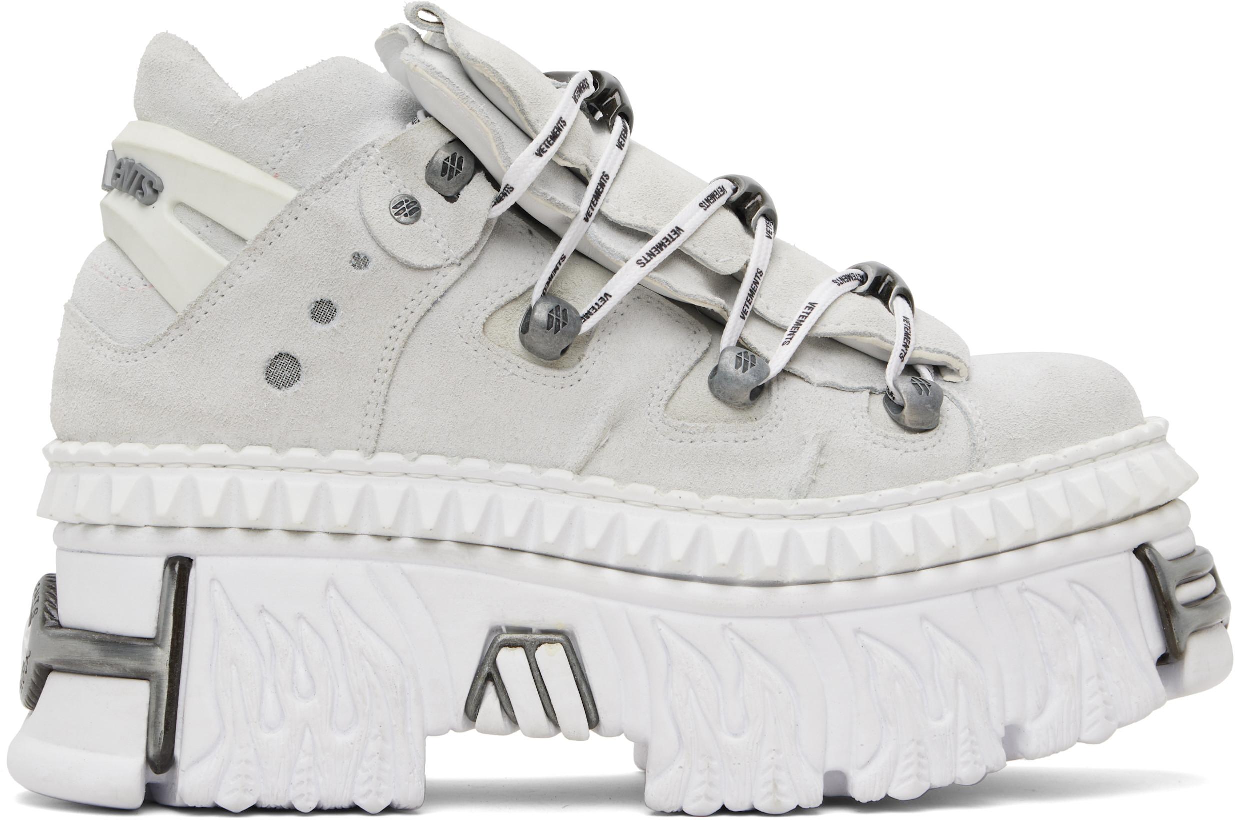 White New Rock Edition Fire Platform Sneakers by VETEMENTS