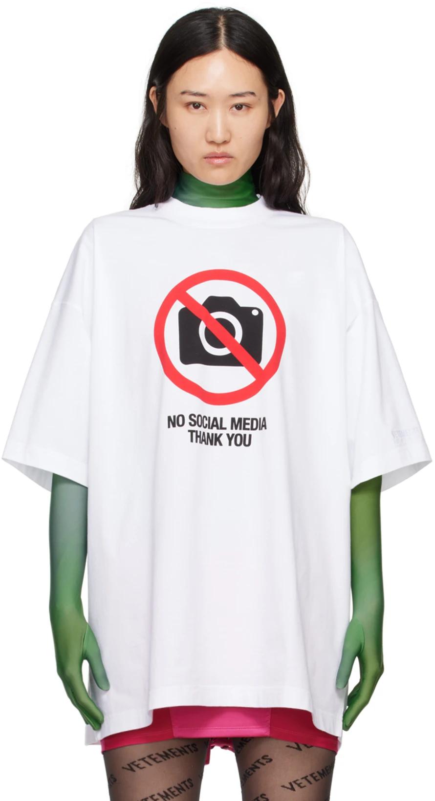 White 'No Social Media' T-Shirt by VETEMENTS
