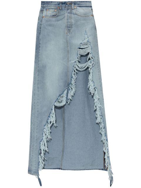 draped denim skirt by VETEMENTS