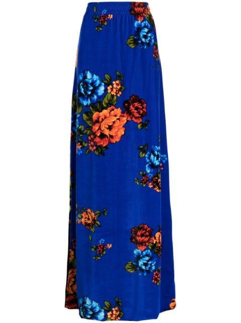 floral-print velvet maxi skirt by VETEMENTS
