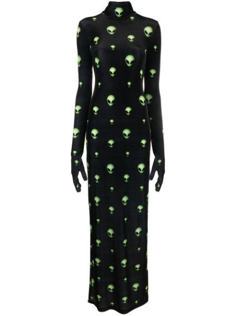 graphic-print long-sleeved maxi dress by VETEMENTS