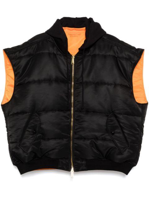 hoodied logo bomber vest by VETEMENTS