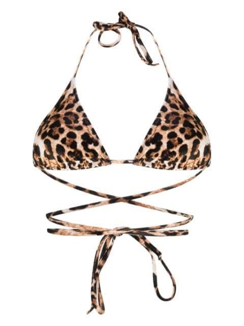 leopard-print velour bikini top by VETEMENTS