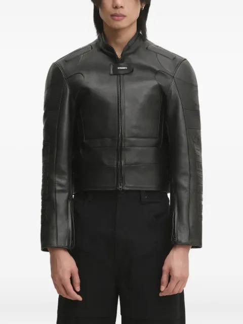 logo-embossed leather jacket by VETEMENTS